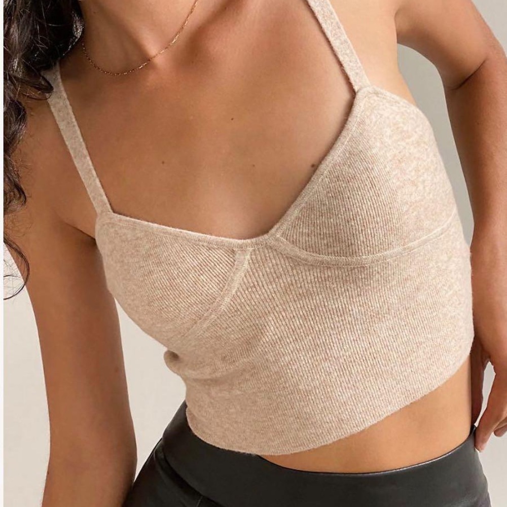 Aritzia Wilfred Sicily Bustier Sweater Tank top in Heather Tannin Size Small
